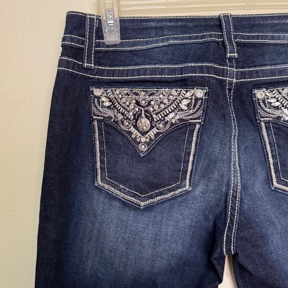 NWOT Miss Me Chloe Bootcut Jeans with Metallic Glitz Faux Flap Pockets Size 32 - Picture 11 of 15